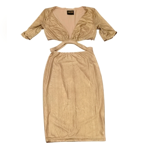 Abyss By Abby gold metallic cut-out mini dress - Picture 1 of 6